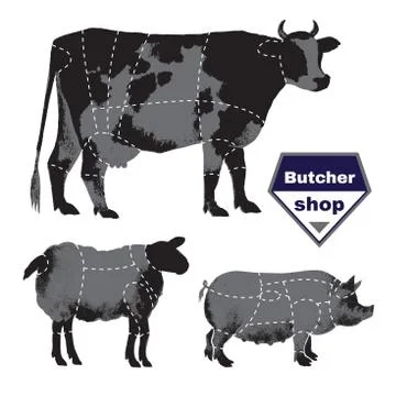 Set of farm animals Stock Illustration