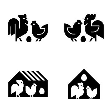 Set of Farm animals logo Stock Illustration