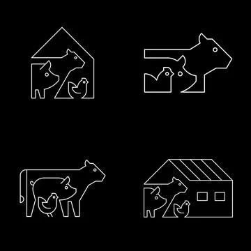Set of Farm animals logo Stock Illustration