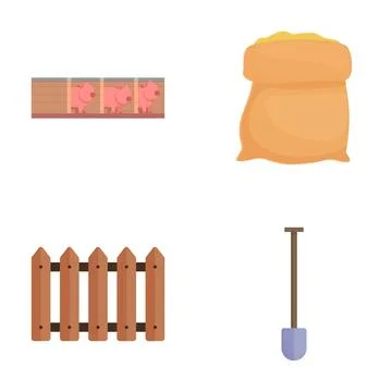 Set of farm elements icons Stock Illustration