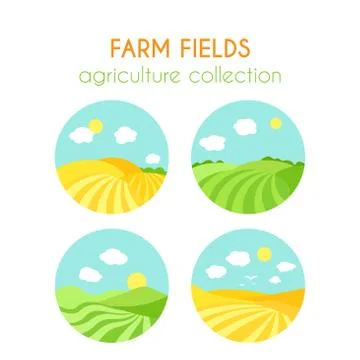 Set of farm fields landscapes Stock Illustration