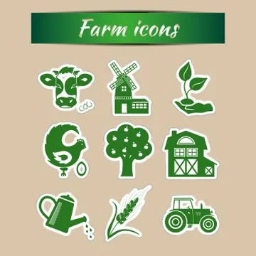 Set of farm icons Illustrazione stock