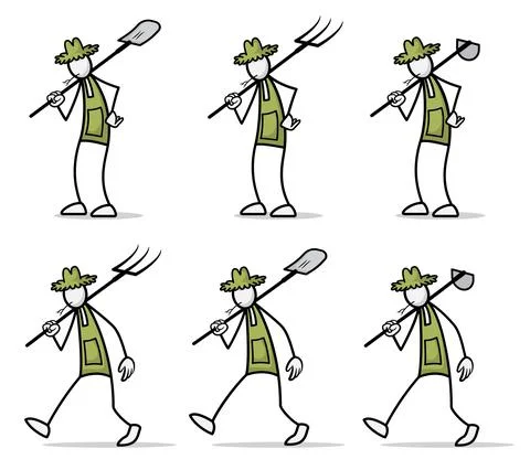 Set of farmer at outdoor activities. Vector Print illustration Stock Illustration