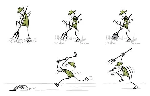 Set of farmer at outdoor activities. Vector Print illustration Stock Illustration