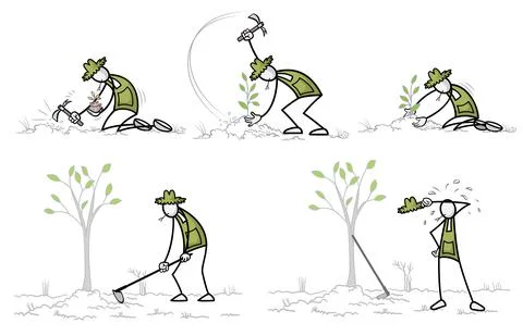 Set of farmer at outdoor activities. Vector Print illustration Stock Illustration
