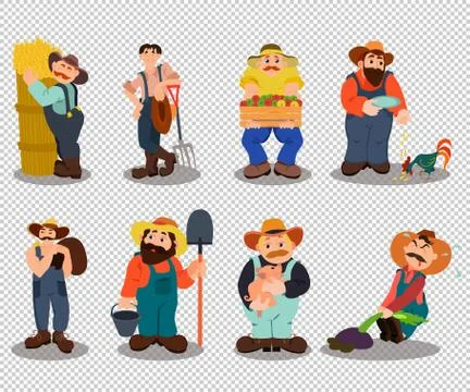 Set of farmers. Stock Illustration