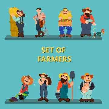 Set of farmers. Stock Illustration