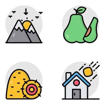 Set of Farming Flat Icons Stock Illustration