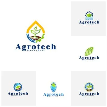Set of Farming tech with gear logo design vector template, Creative Smart F.. Stock-Illustration