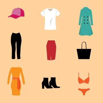 Set of fashion clothes Stock Illustration