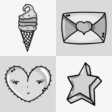 Set fashion cute patch decoration design Illustrazione stock