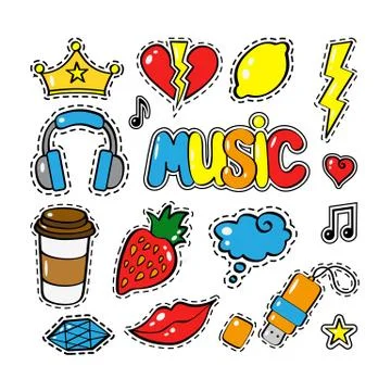 Set of fashion patch badges in comic style Stock Illustration