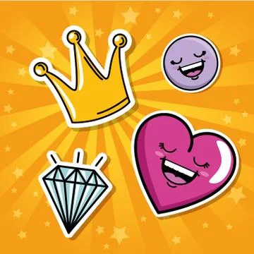 Set of fashion patch badges elements Stock Illustration