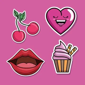 Set of fashion patch badges Stock Illustration