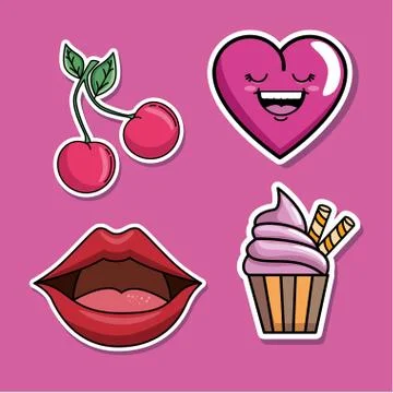 Set of fashion patch badges Stock Illustration