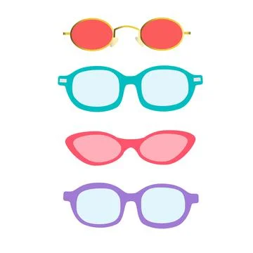 Set of fashion specs. Flat vector illustration of sunglasses. Stock Illustration
