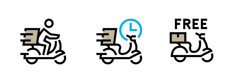 Set fast delivery icons. Editable Line Vector. Stock Illustration