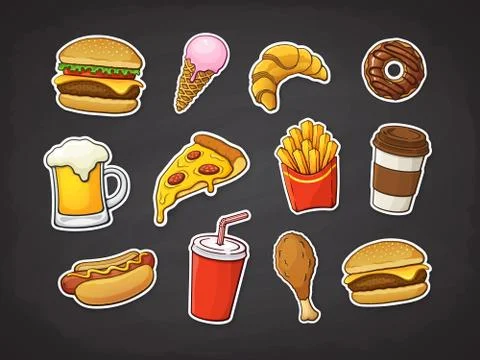 Set of fast food Stock Illustration