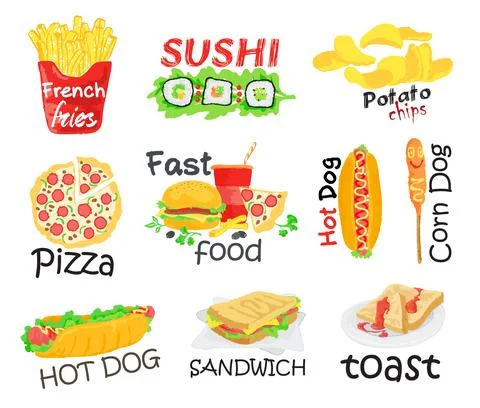 Set of Fast Food Illustrazione stock