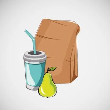 Set of fast food items. Vector drawing Stock Illustration