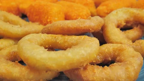 Set of fast food from snacks, squid rings Stock Footage 156516747