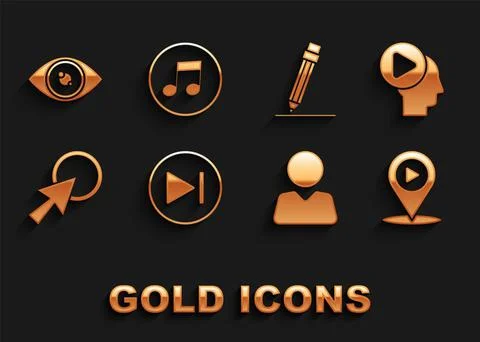 Set Fast forward, Head people with play button, Digital media location, Add Illustrazione stock