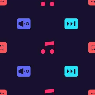 Set Fast forward, Speaker volume, Music note, tone and Repeat button on sea.. Stock Illustration