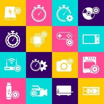 Set Fast payments, Oven setting, Microwave oven, Time management, Processor.. イラスト素材