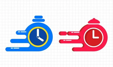 Set of Fast Time and Speed Clock Icons for Quick Service or Delivery Concepts Stock Illustration