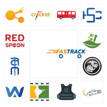 Set of fastrack, drift, body armor, bollywood, a &amp; w, usmc, ain, ayurvedic, s Ilustração Stock Gratuita