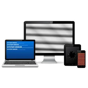Set of faulty digital devices Stock Illustration