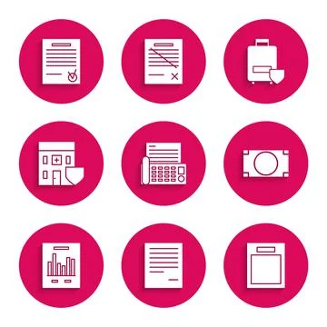 Set Fax machine, Document, Empty form, Stacks paper money cash, with graph chart 스톡 일러스트
