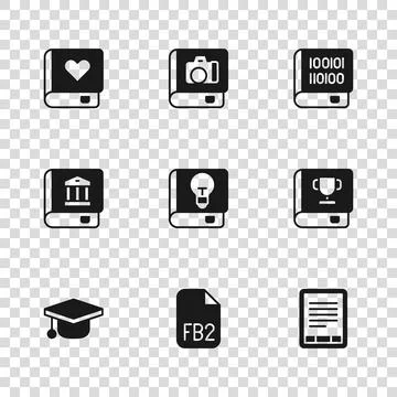 Set FB2 File, Book, E-Book reader, User manual, Books about programming, Ro.. Stock Illustration