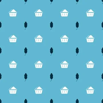 Set Feather and Basin with soap suds on seamless pattern. Vector Stock Illustration