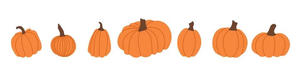 Set featuring vibrant orange pumpkins, perfect for autumn and Halloween the.. Stock Illustration
