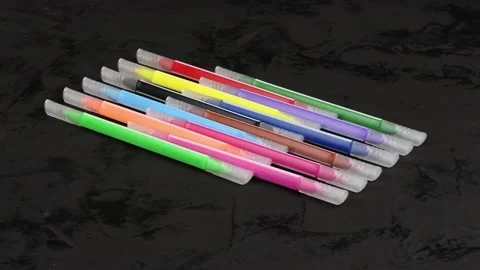 Set of felt-tip pens of different colors. Double-sided felt-tip pens Stock Footage 237504621
