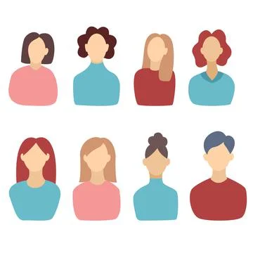 Set of female avatars Stock Illustration