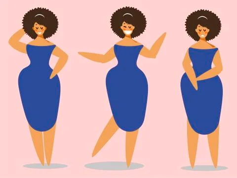 Set of female characters in flat design. Stock Illustration