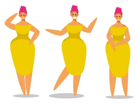 Set of female characters in flat design. Stock Illustration