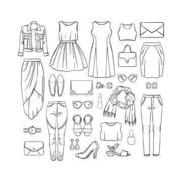 Set of female clothes Stock Illustration