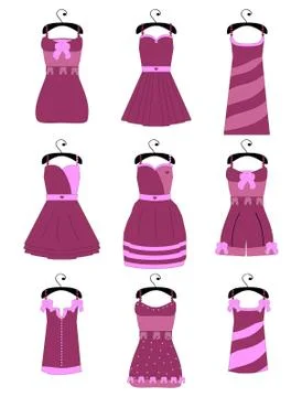 Set of female dresses Stock Illustration
