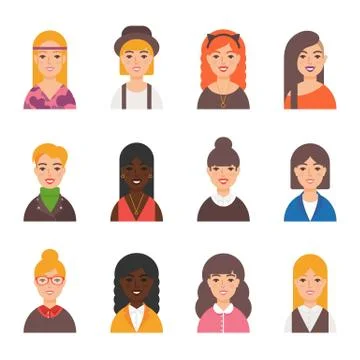 Set of female vector avatars Stock Illustration