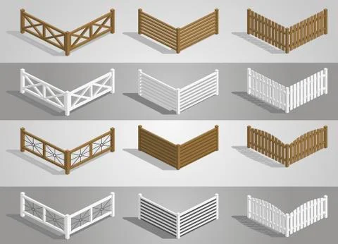 Set fence sections Stock Illustration