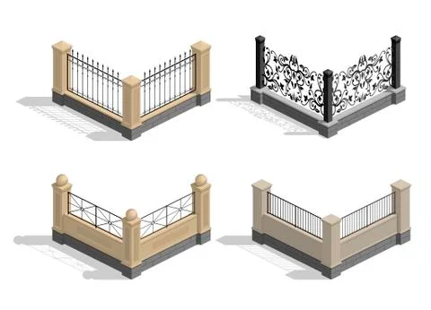 Set fence sections Stock Illustration