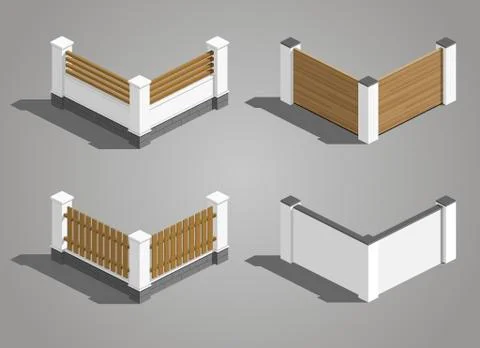 Set fence sections Stock Illustration