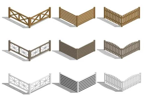 Set fence sections Stock Illustration