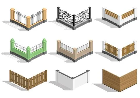 Set fence sections Stock Illustration