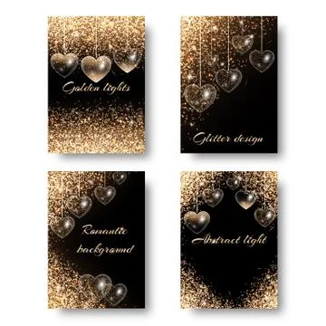 Set of festive backgrounds with hearts Illustrazione stock