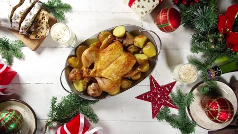 Set festive Christmas dinner table Stock-Footage 167218753