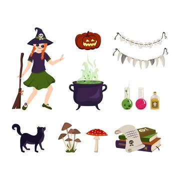 Set of festive elements for Halloween Illustrazione stock